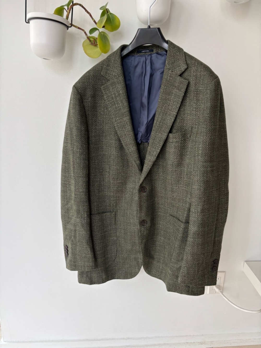 Suitsupply Olive Green Textured Herringbone Blazer size 46